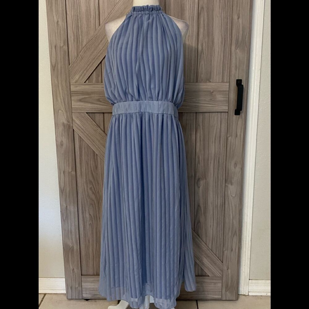 NWT One One Six large halter midi dress blue